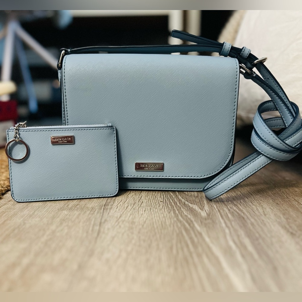 Kate Spade Laurel Way Large Carsen Crossbody and Card Case Bundle - Light Blue
